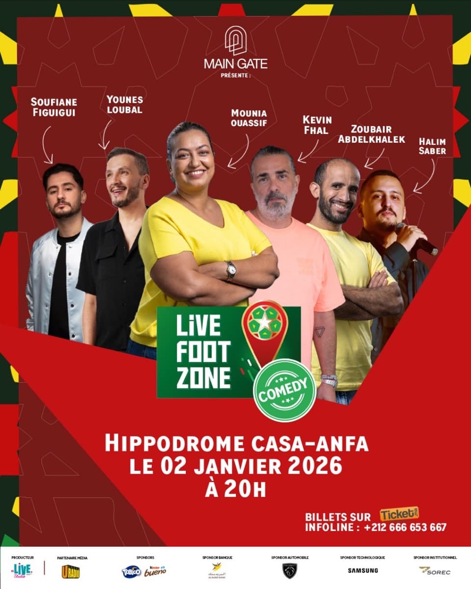 Affiche Live Foot Zone Comedy à l'Hippodrome Casa-Anfa